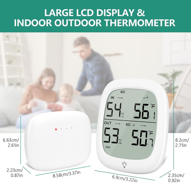 RUIKORING Indoor Outdoor Thermometer Wireless, Outside Digital Thermometer Humidity with IP66 Waterproof Sensor, LCD Backlight, Max/Min Trend, Wireless Humidity Gauge for Home Room Greenhouse,Patio - Image 4